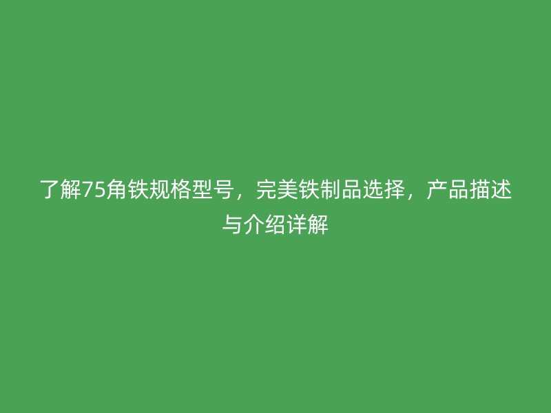 了解75角鐵規(guī)格型號，完美鐵制品選擇，產(chǎn)品描述與介紹詳解