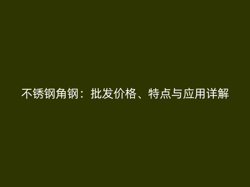 不銹鋼角鋼：批發(fā)價格、特點與應(yīng)用詳解