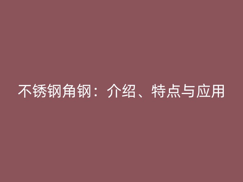 不銹鋼角鋼：介紹、特點(diǎn)與應(yīng)用