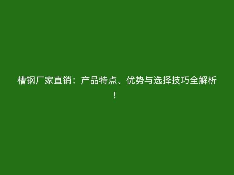 槽鋼廠家直銷：產(chǎn)品特點、優(yōu)勢與選擇技巧全解析！
