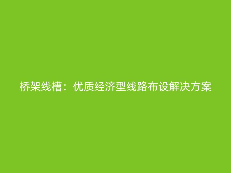 橋架線槽:優(yōu)質(zhì)經(jīng)濟(jì)型線路布設(shè)解決方案