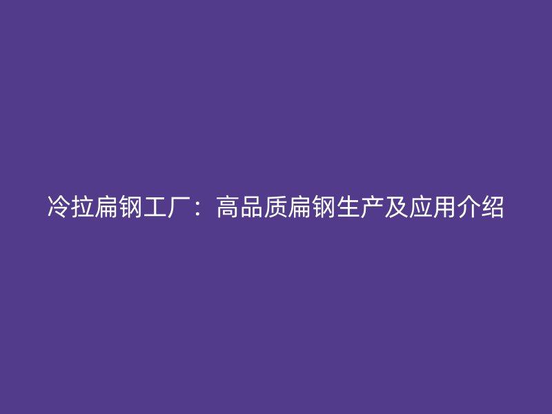 冷拉扁鋼工廠(chǎng)：高品質(zhì)扁鋼生產(chǎn)及應(yīng)用介紹