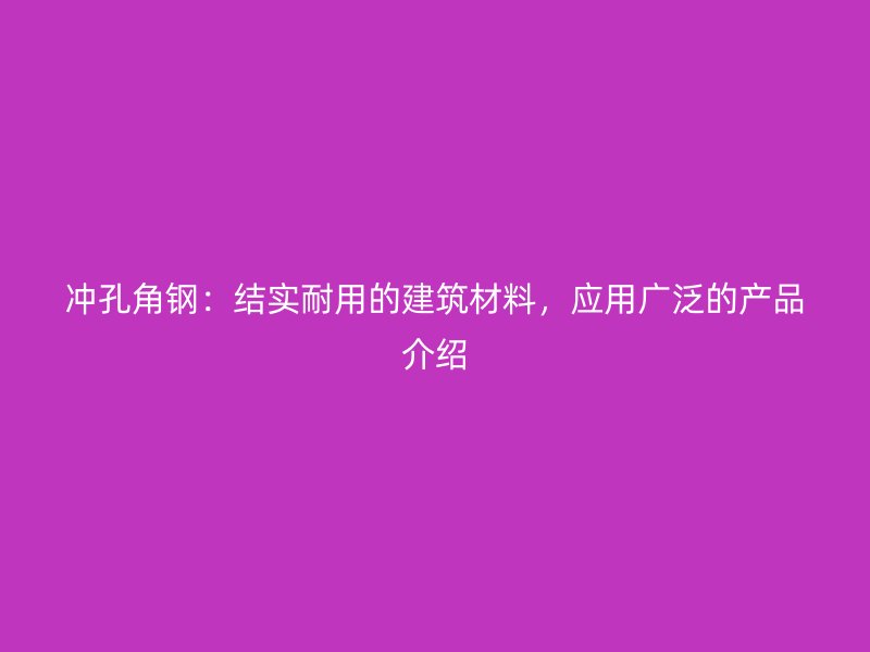 沖孔角鋼：結(jié)實(shí)耐用的建筑材料，應(yīng)用廣泛的產(chǎn)品介紹