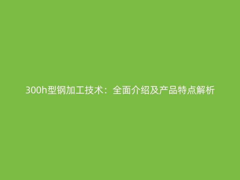 300h型鋼加工技術(shù):全面介紹及產(chǎn)品特點(diǎn)解析