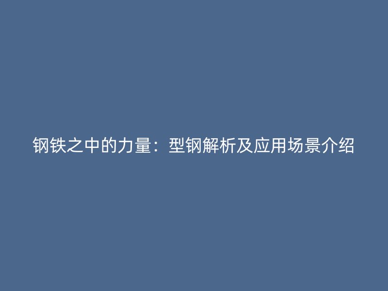鋼鐵之中的力量:型鋼解析及應用場景介紹