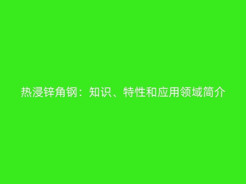 熱浸鋅角鋼：知識(shí)、特性和應(yīng)用領(lǐng)域簡(jiǎn)介