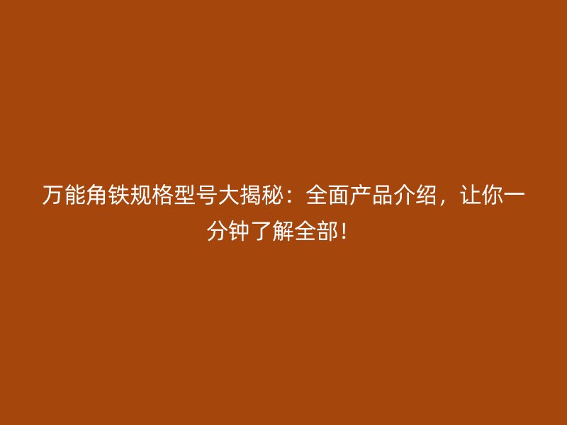 萬能角鐵規(guī)格型號大揭秘：全面產(chǎn)品介紹，讓你一分鐘了解全部！