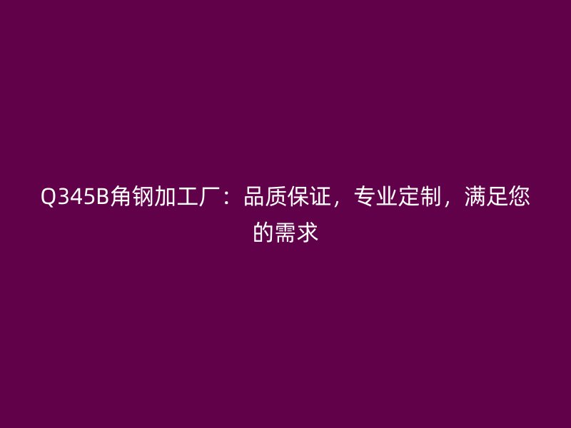Q345B角鋼加工廠：品質(zhì)保證，專業(yè)定制，滿足您的需求