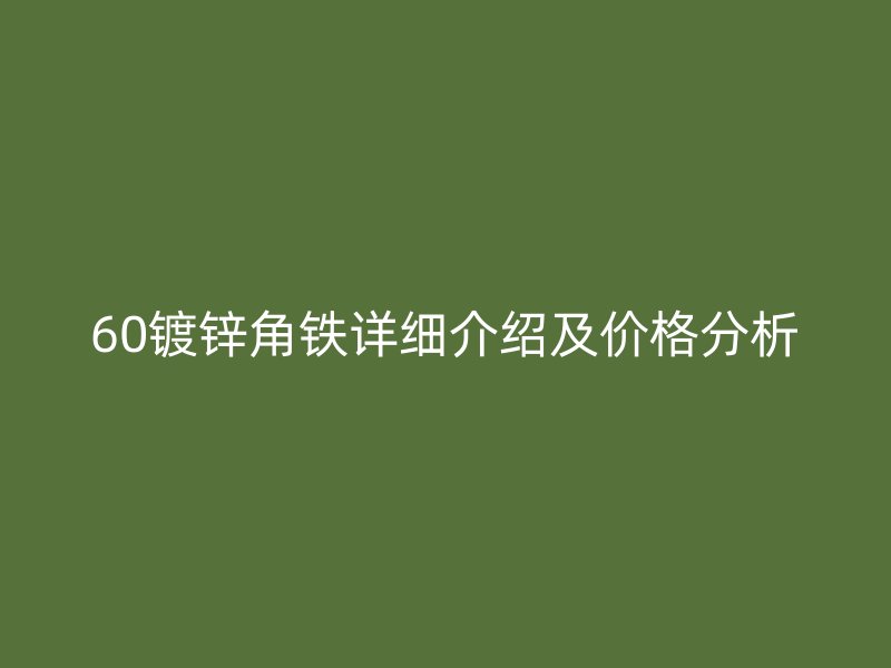 60鍍鋅角鐵詳細介紹及價格分析