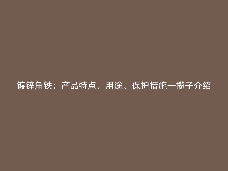 鍍鋅角鐵：產(chǎn)品特點(diǎn)、用途、保護(hù)措施一攬子介紹