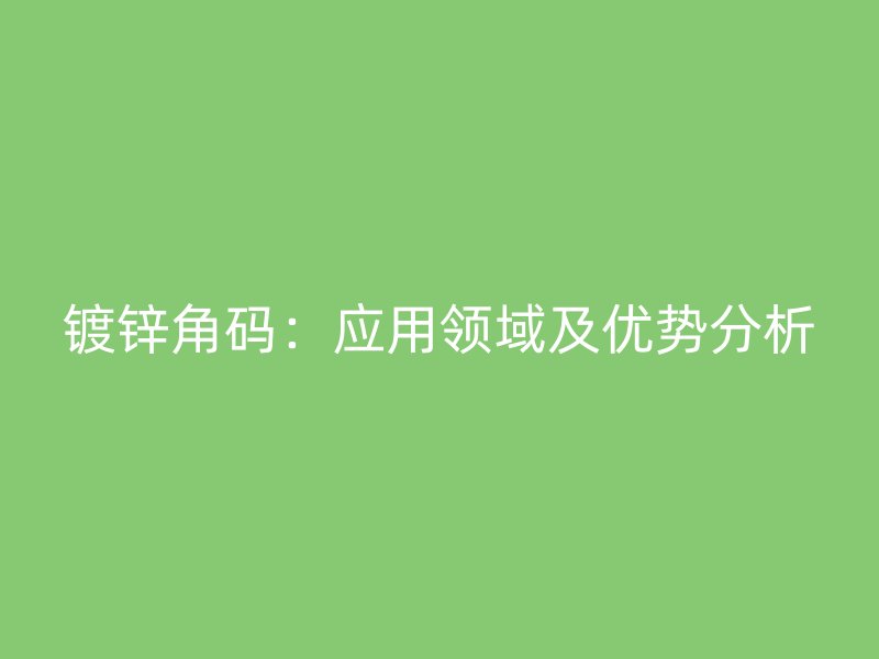 鍍鋅角碼:應(yīng)用領(lǐng)域及優(yōu)勢分析