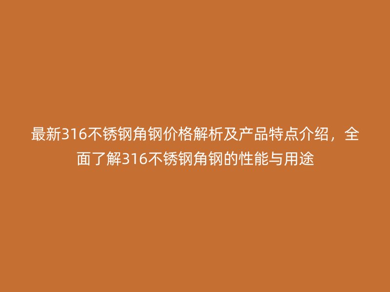最新316不銹鋼角鋼價(jià)格解析及產(chǎn)品特點(diǎn)介紹，全面了解316不銹鋼角鋼的性能與用途