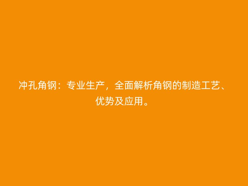 沖孔角鋼：專業(yè)生產(chǎn)，全面解析角鋼的制造工藝、優(yōu)勢及應(yīng)用。