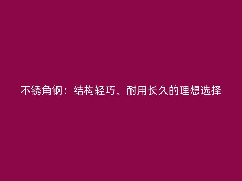不銹角鋼：結(jié)構輕巧、耐用長久的理想選擇