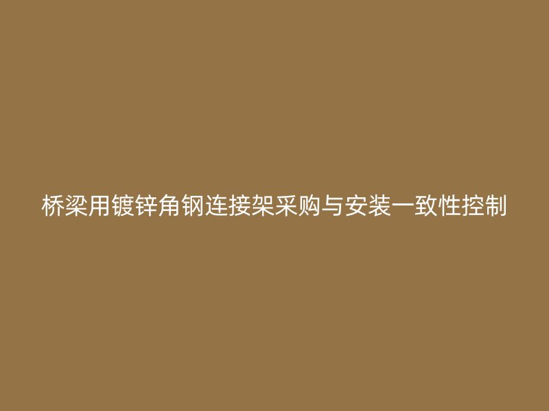橋梁用鍍鋅角鋼連接架采購與安裝一致性控制