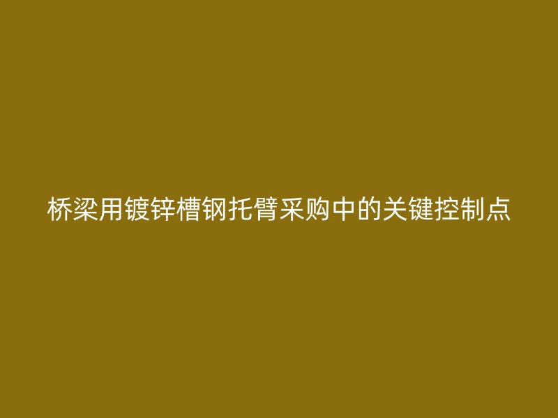 橋梁用鍍鋅槽鋼托臂采購(gòu)中的關(guān)鍵控制點(diǎn)