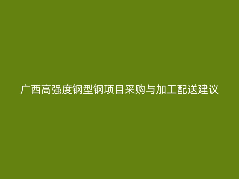 廣西高強(qiáng)度鋼型鋼項(xiàng)目采購與加工配送建議