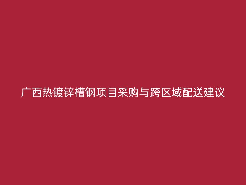 廣西熱鍍鋅槽鋼項目采購與跨區(qū)域配送建議