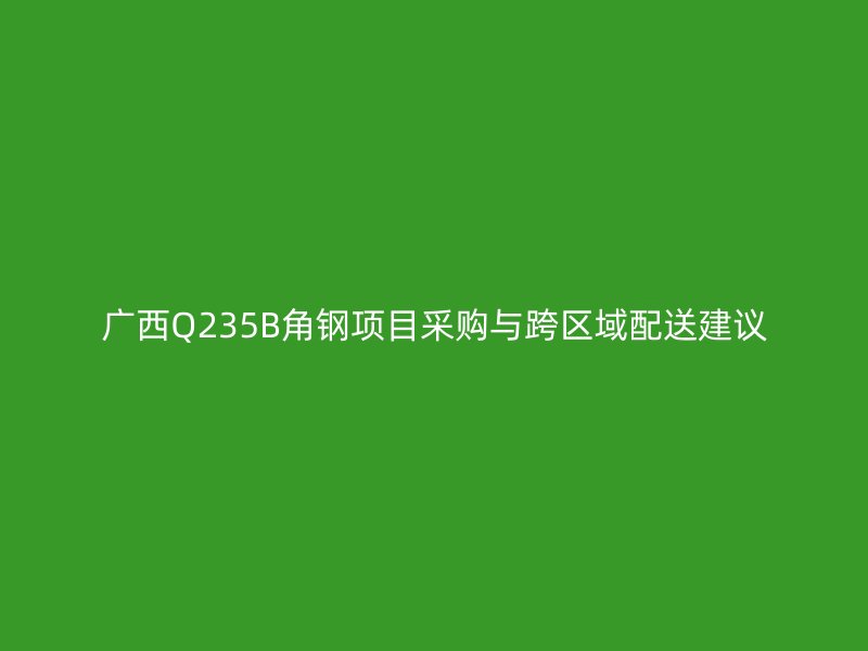 廣西Q235B角鋼項目采購與跨區(qū)域配送建議