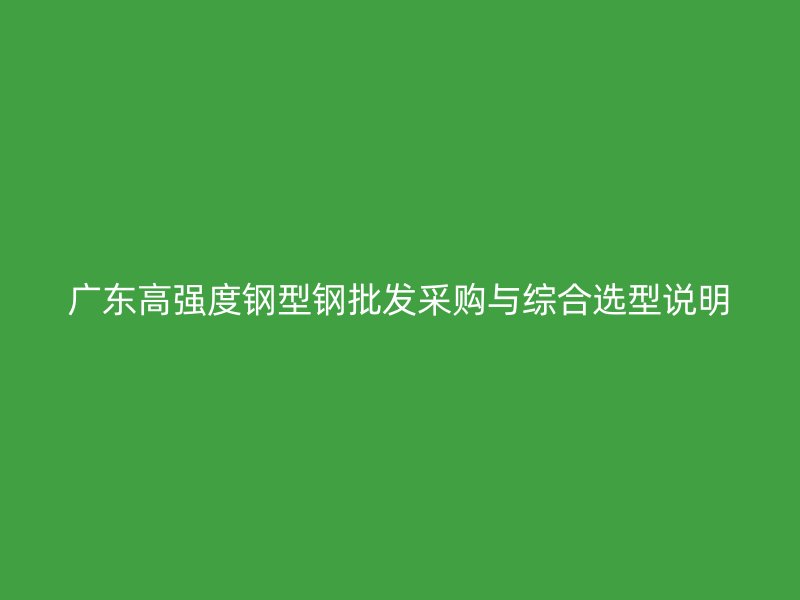 廣東高強度鋼型鋼批發(fā)采購與綜合選型說明