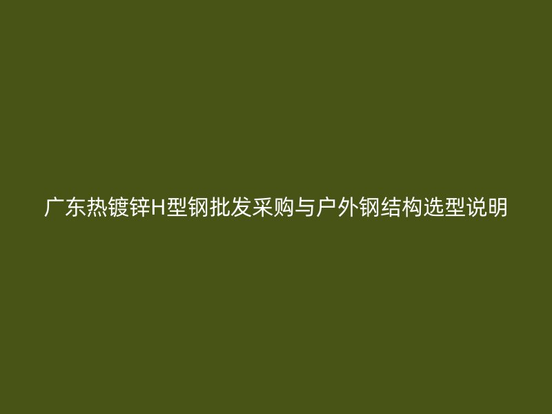 廣東熱鍍鋅H型鋼批發(fā)采購與戶外鋼結(jié)構(gòu)選型說明