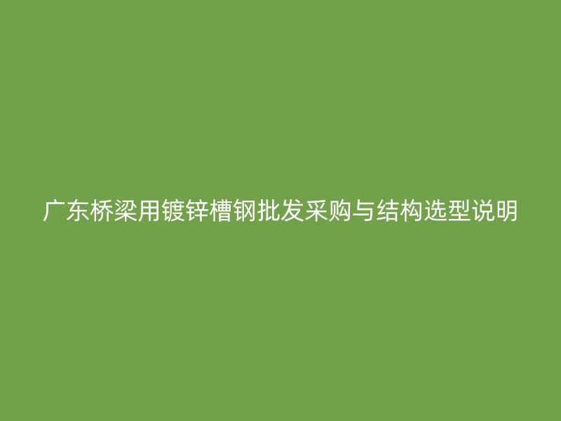 廣東橋梁用鍍鋅槽鋼批發(fā)采購(gòu)與結(jié)構(gòu)選型說(shuō)明