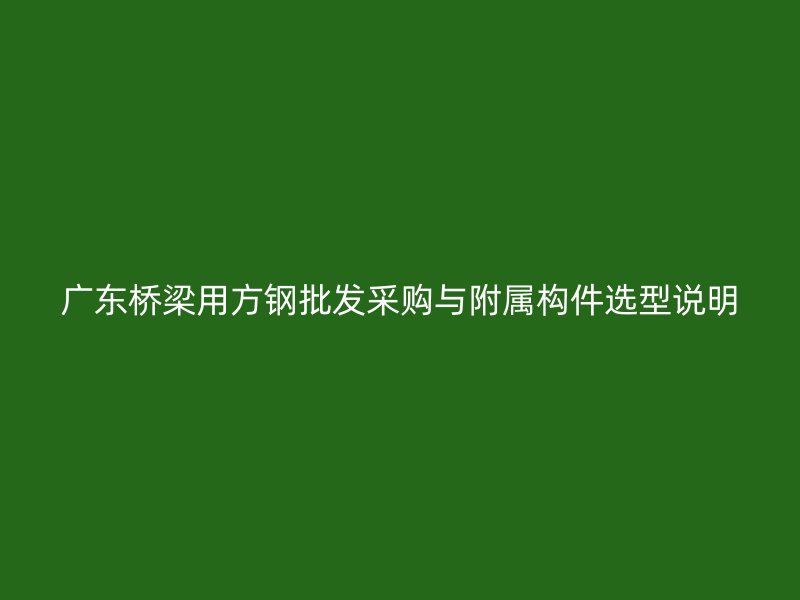 廣東橋梁用方鋼批發(fā)采購與附屬構(gòu)件選型說明