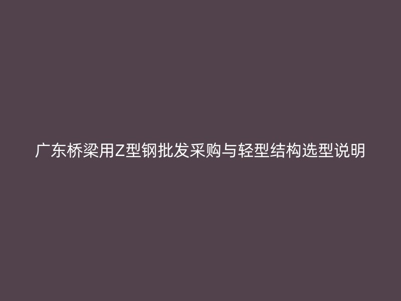 廣東橋梁用Z型鋼批發(fā)采購(gòu)與輕型結(jié)構(gòu)選型說明