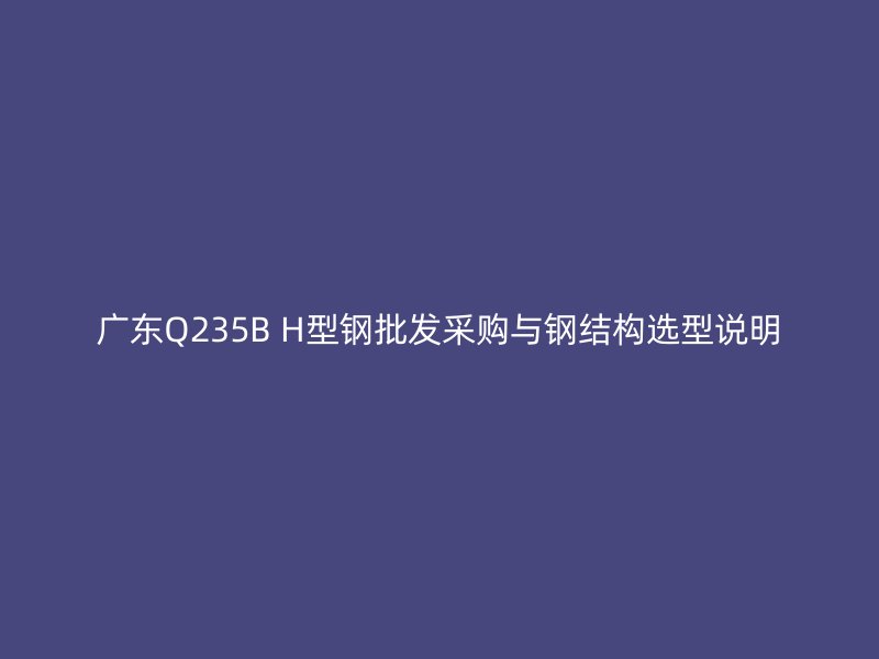 廣東Q235B H型鋼批發(fā)采購與鋼結(jié)構(gòu)選型說明