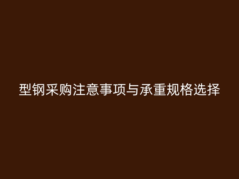 型鋼采購注意事項與承重規(guī)格選擇