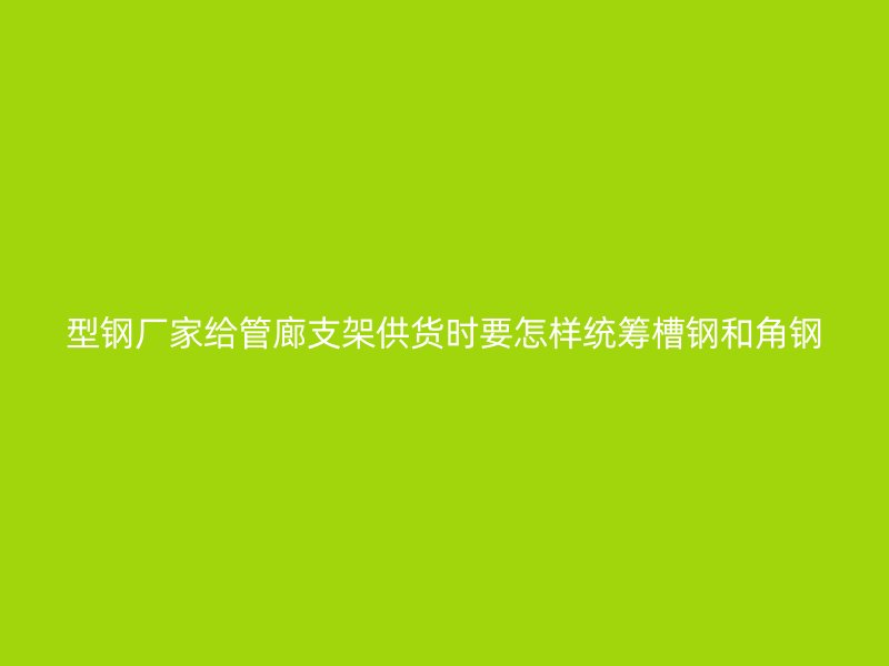 型鋼廠家給管廊支架供貨時要怎樣統(tǒng)籌槽鋼和角鋼