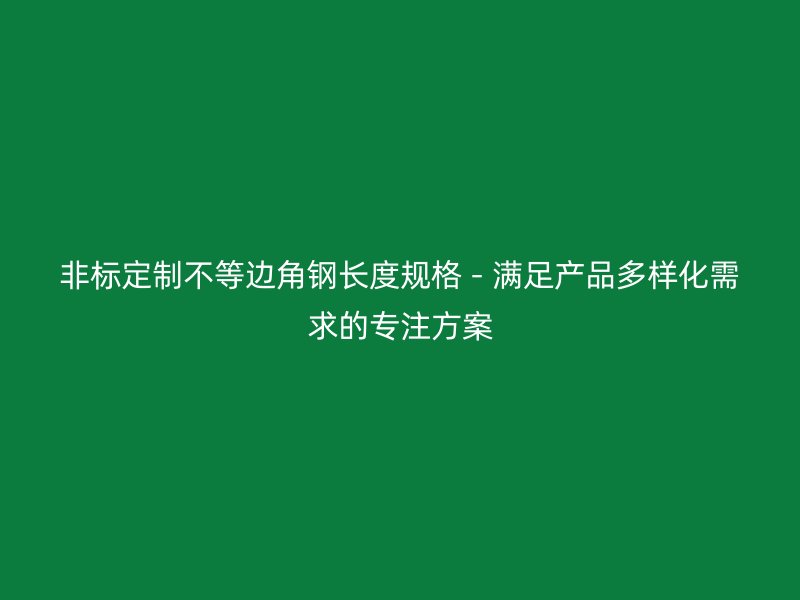 非標定制不等邊角鋼長度規(guī)格 - 滿足產(chǎn)品多樣化需求的專注方案