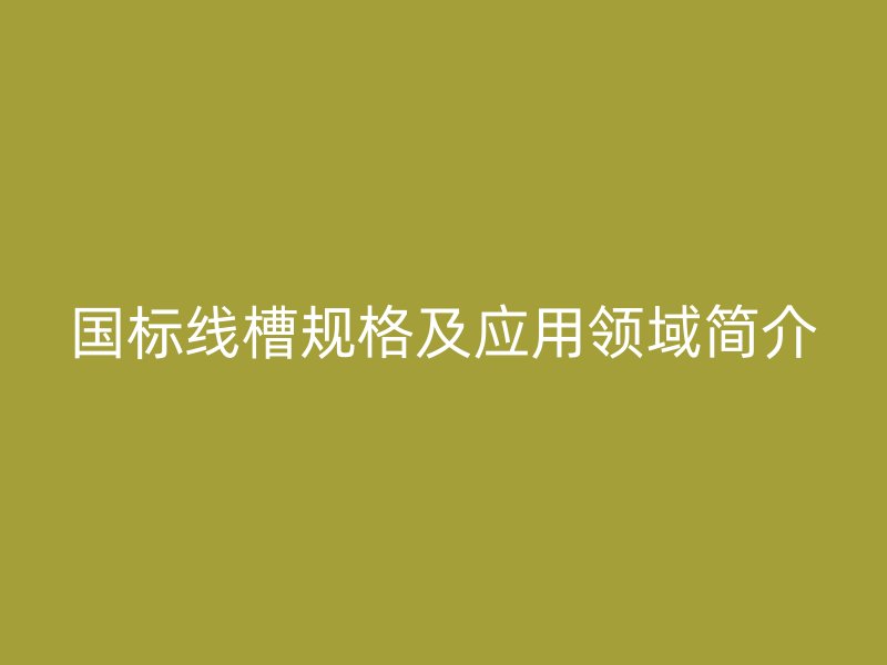 國(guó)標(biāo)線槽規(guī)格及應(yīng)用領(lǐng)域簡(jiǎn)介