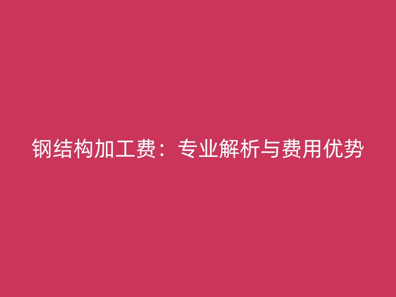 鋼結(jié)構(gòu)加工費(fèi)：專業(yè)解析與費(fèi)用優(yōu)勢(shì)