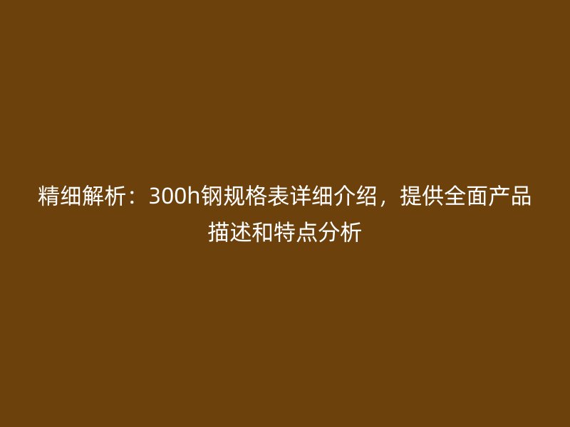 精細(xì)解析：300h鋼規(guī)格表詳細(xì)介紹，提供全面產(chǎn)品描述和特點(diǎn)分析