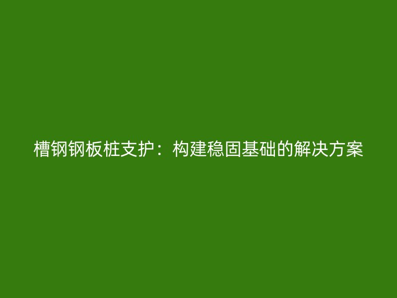 槽鋼鋼板樁支護：構建穩(wěn)固基礎的解決方案