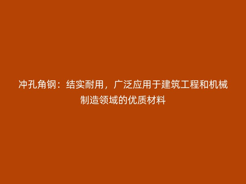 沖孔角鋼：結(jié)實耐用，廣泛應(yīng)用于建筑工程和機(jī)械制造領(lǐng)域的優(yōu)質(zhì)材料