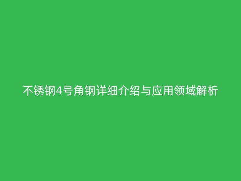 不銹鋼4號(hào)角鋼詳細(xì)介紹與應(yīng)用領(lǐng)域解析