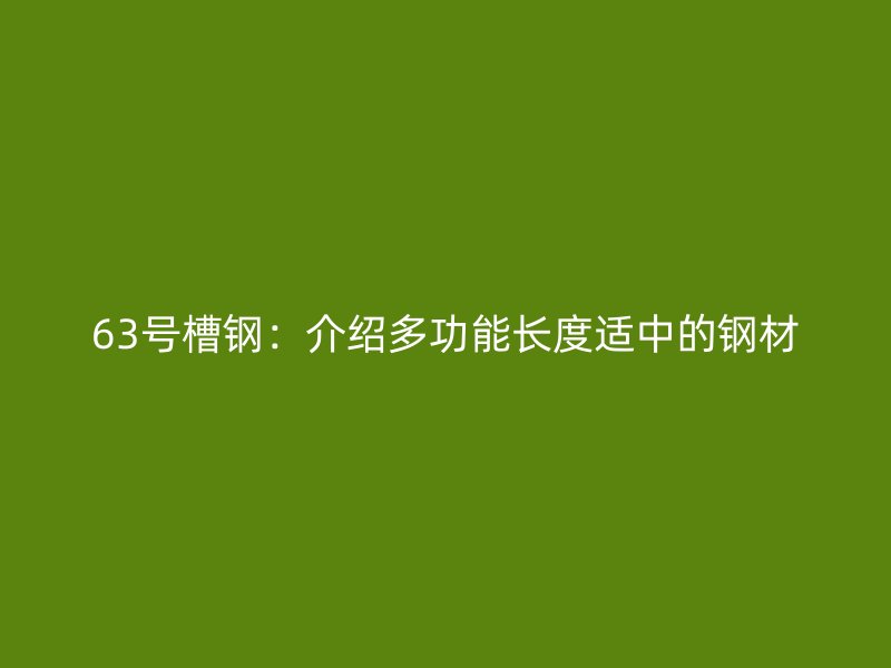 63號槽鋼：介紹多功能長度適中的鋼材
