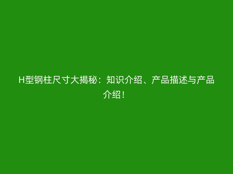 H型鋼柱尺寸大揭秘：知識介紹、產(chǎn)品描述與產(chǎn)品介紹！