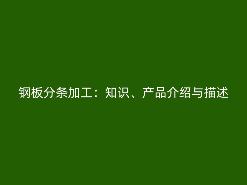 鋼板分條加工：知識(shí)、產(chǎn)品介紹與描述