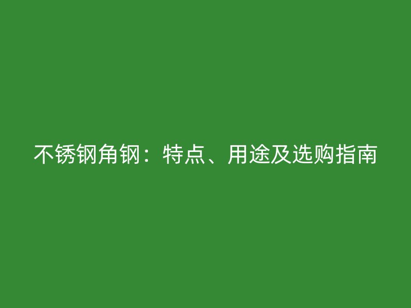 不銹鋼角鋼：特點、用途及選購指南