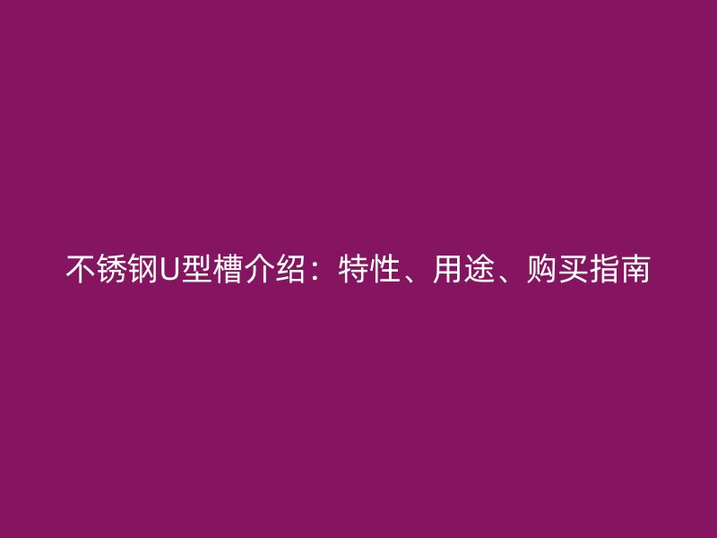 不銹鋼U型槽介紹：特性、用途、購買指南