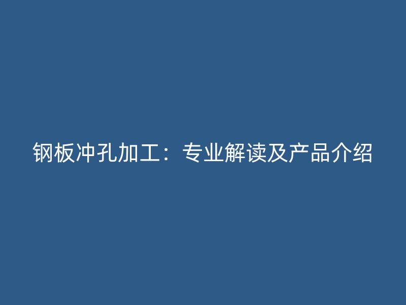 鋼板沖孔加工：專業(yè)解讀及產(chǎn)品介紹