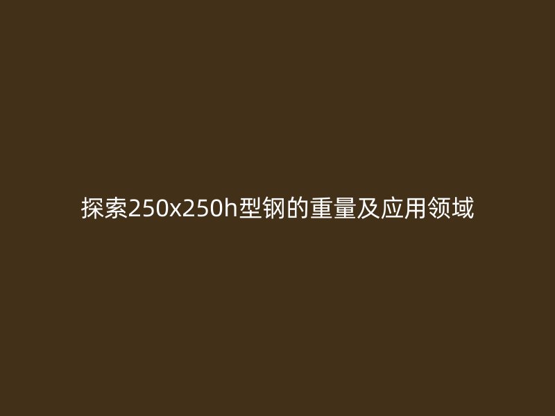 探索250x250h型鋼的重量及應(yīng)用領(lǐng)域