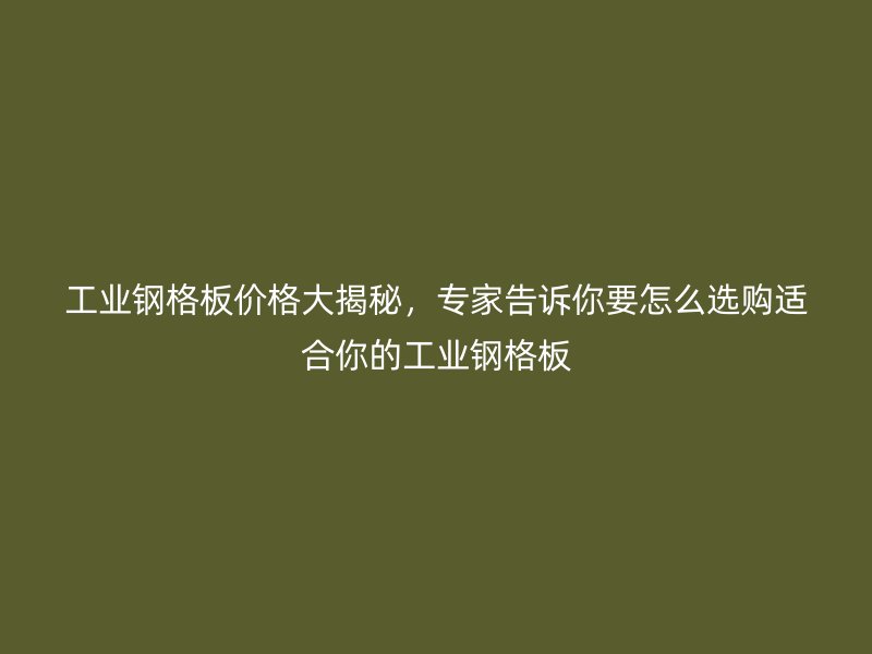工業(yè)鋼格板價格大揭秘，專家告訴你要怎么選購適合你的工業(yè)鋼格板